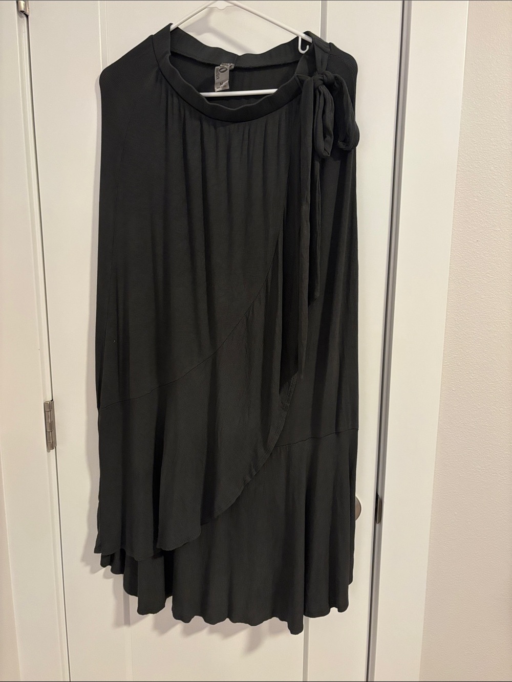 Go Couture Dark Gray Ribbed Knit Skirt